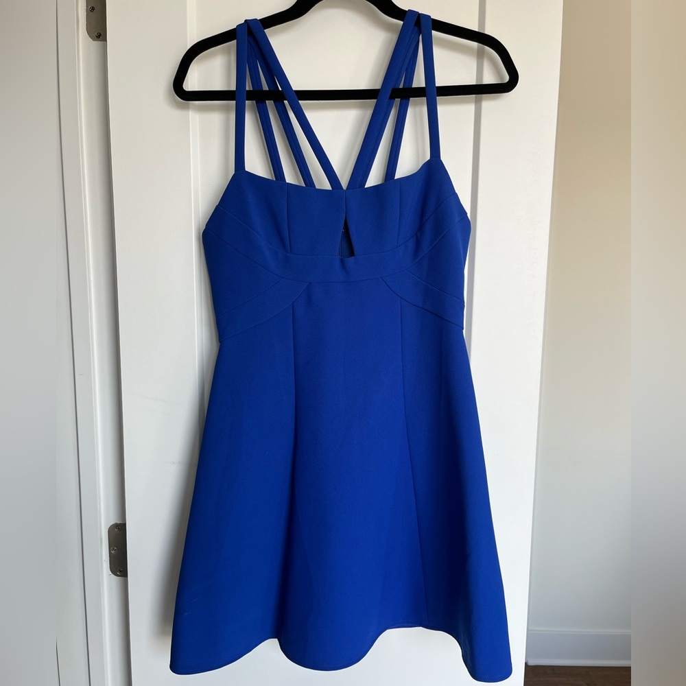 BCBG MaxAzria Charlot Mini Dress Royal Blue Flare Skirt Size 6